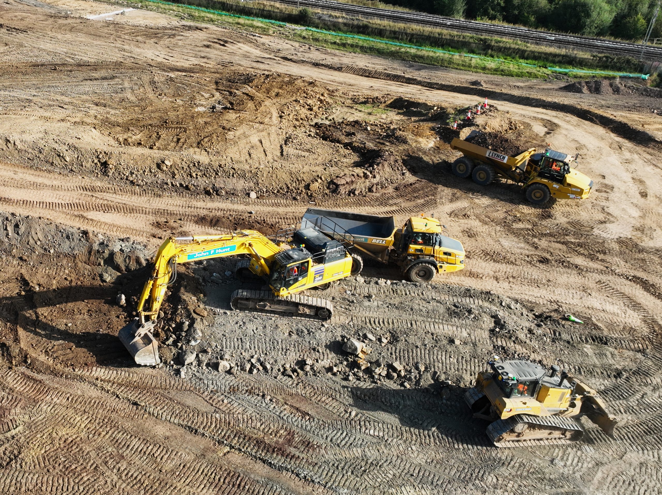 A drone view of a construction site showing the whole project from above