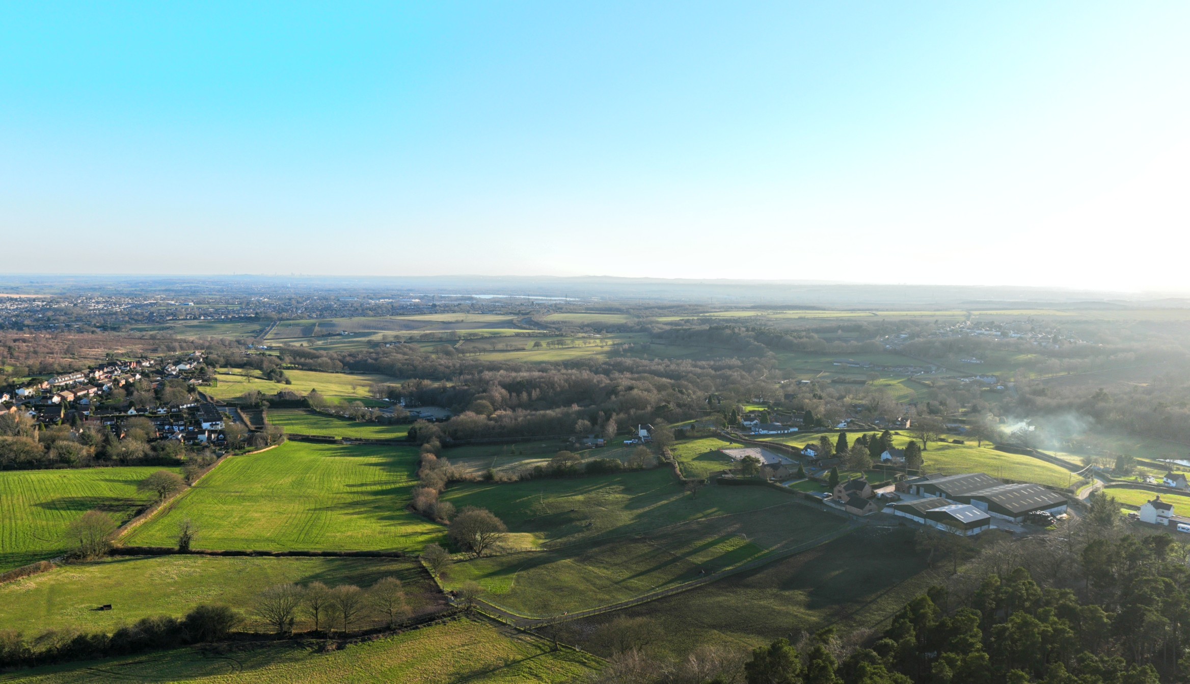 Interactive drone panorama showing a wide site or landscape view